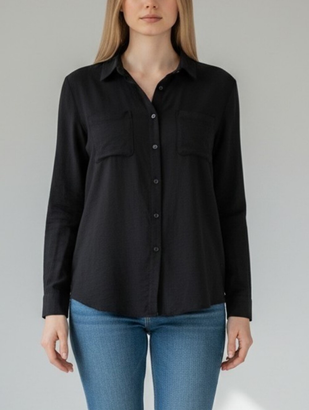 Carmar Cotton Snap Button Front & Back Shirt In Black Size XS